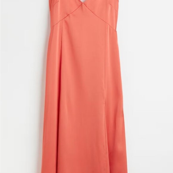 H & M V-NECK SATIN SLIP DRESScoral size xL - Picture 1 of 6